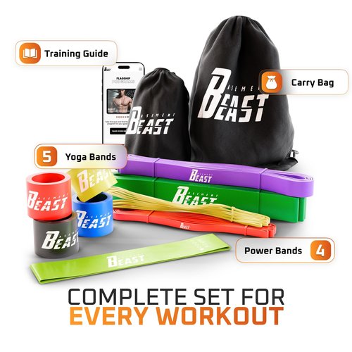 basementbeast Resistance Bands for Men – Set of 10 - Long Exercise Bands Resistance for Home Workouts, Physical Therapy & Strength Training