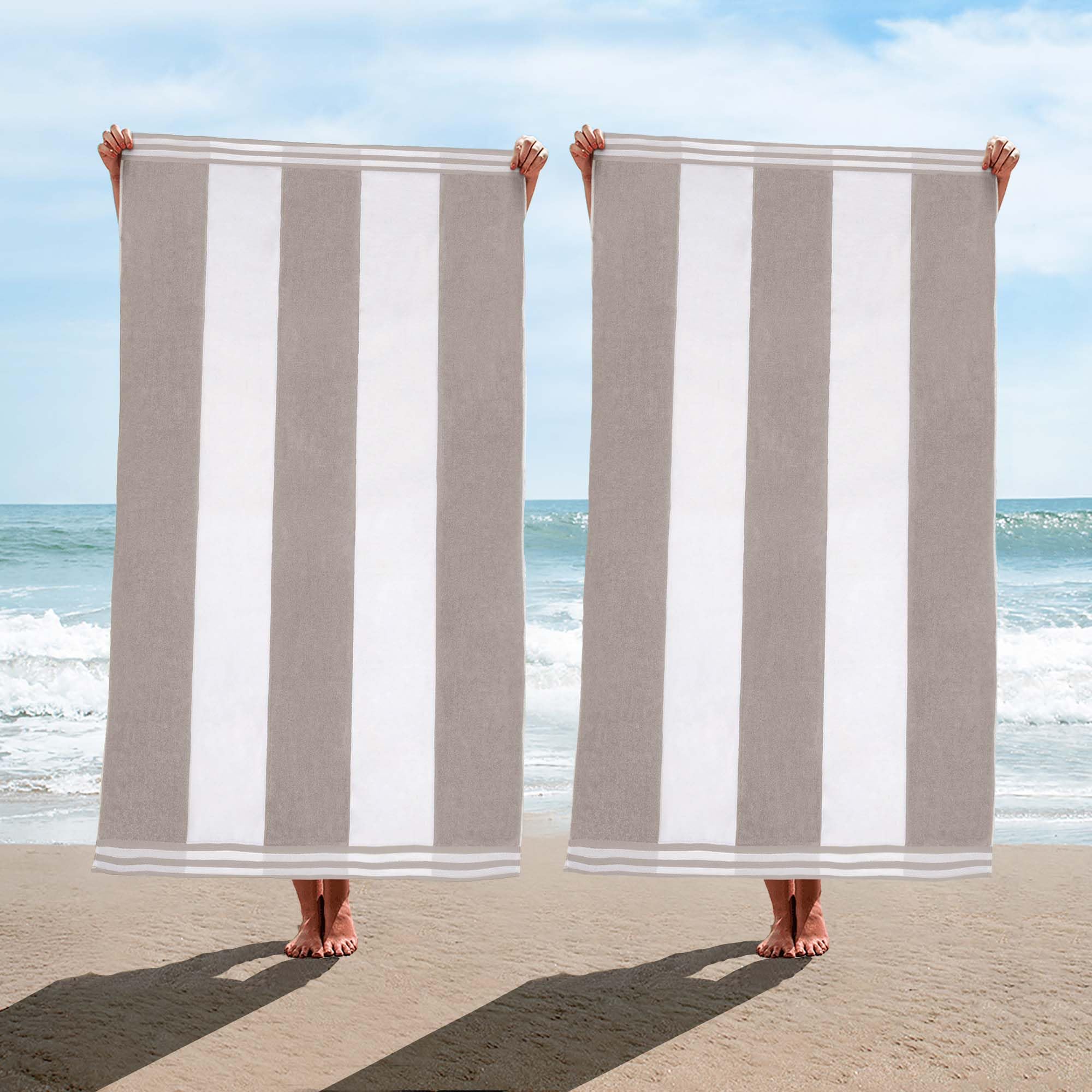 Superior Oversized Beach Towel, Light Grey (Set of 2)