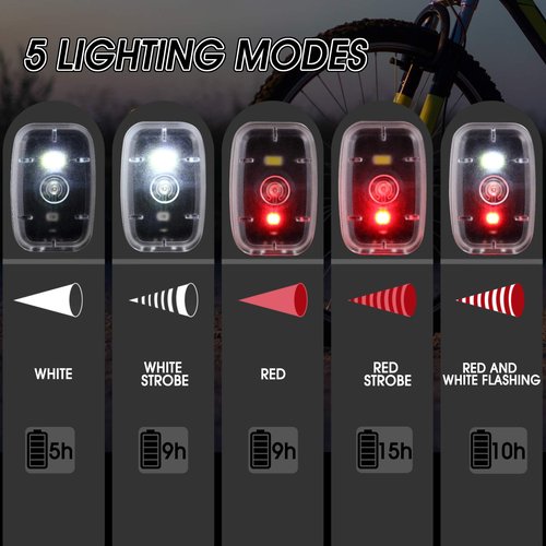Mudder Running Lights for Runners Rechargeable LED Safety Lamps USB Rechargeable Clip on Strobe Bicycle Tail Lamps with 5 Modes Flashing Bike Lights for Night Riding Walking Hiking Pet Dog(4 Pieces)
