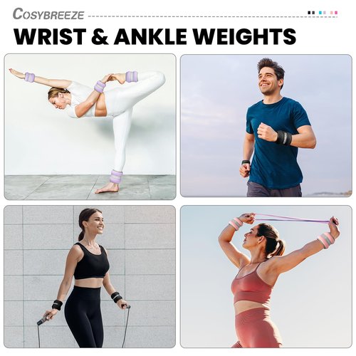 Ankle Weights 2LB 1 Pair Wrist Leg Arm Weights for Women Men, Strength Weighted for Walking, Running, Jogging, Fitness, Gym Workout - Light Pink