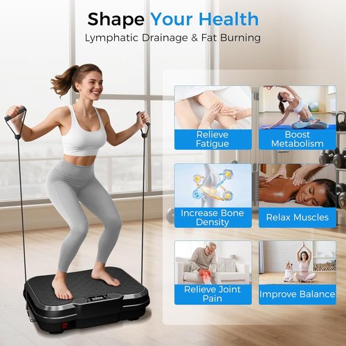 AoraPulse Vibration Plate - Full Body Workout Machine for Lymphatic Drainage & Weight Loss | 400 Lbs Capacity