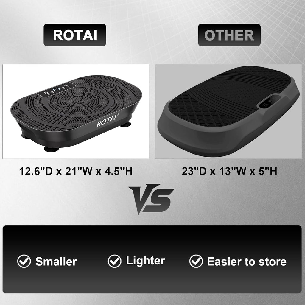 ROTAI Vibration Plate Exercise Machine - Full Body Fitness Platform for Weight Loss & Fat Burning | Adjustable Shake Plate in Black