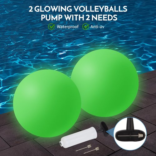 Base Free Swimming Pool Volleyball Net Set for Above Ground/Inground Pools with 1.5“ Aluminium Poles, 15-25 Width Adjustable Anti-Sagging Net, 2 Water Volleyballs and Carry Bag (Yellow)