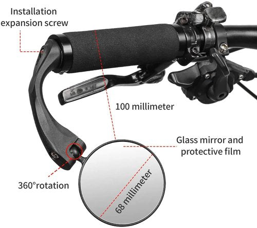 Bike Mirror Rotatable and Adjustable Wide Angle View