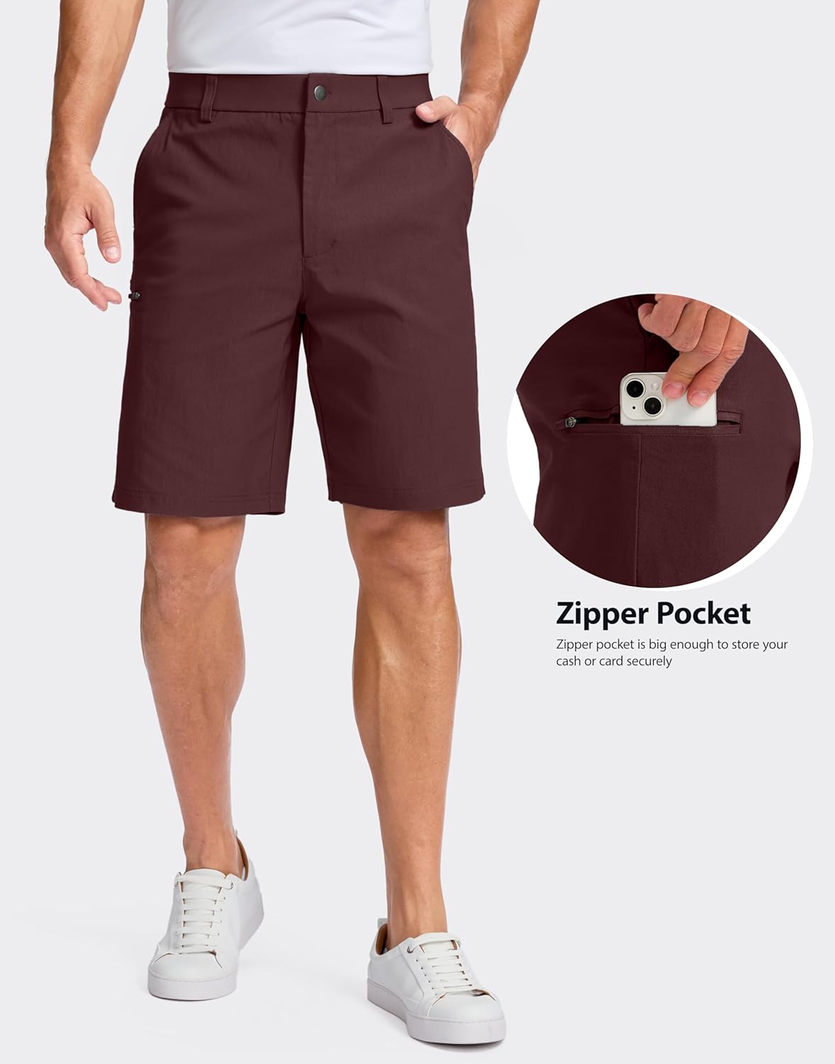 Pudolla Men's Golf Shorts - Quick Dry Stretch Casual Shorts with 4 Pockets | 7/9 Inch Lightweight Design