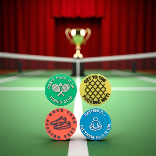 4 Pcs Spicy/Aggressive Reminder to Keep You On Your Tennis Game - Tennis Vibration Dampener, Tennis Racket Dampener, The Best Tennis Gift for Every Player and Team Tennis Vibration Dampeners