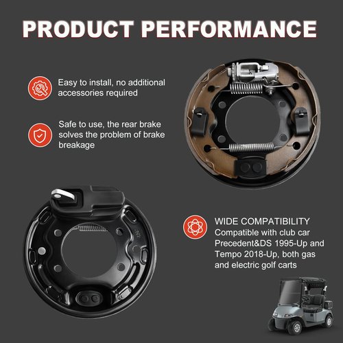 DWLDMLWC Rear Brake Assembly Kit for Club Car Golf Cart - Fits Precedent/DS (1995-Up) & Tempo (2018-Up), Driver & Passenger Side, Replaces OEM# 101823301,103380202
