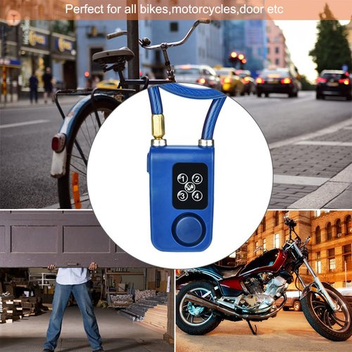 Chain Lock for Bike with Alarm, Y787 Smart Alarm Lock AntiTheft Motorcycle Chain Lock for Scooter/Stroller/Gate Blue