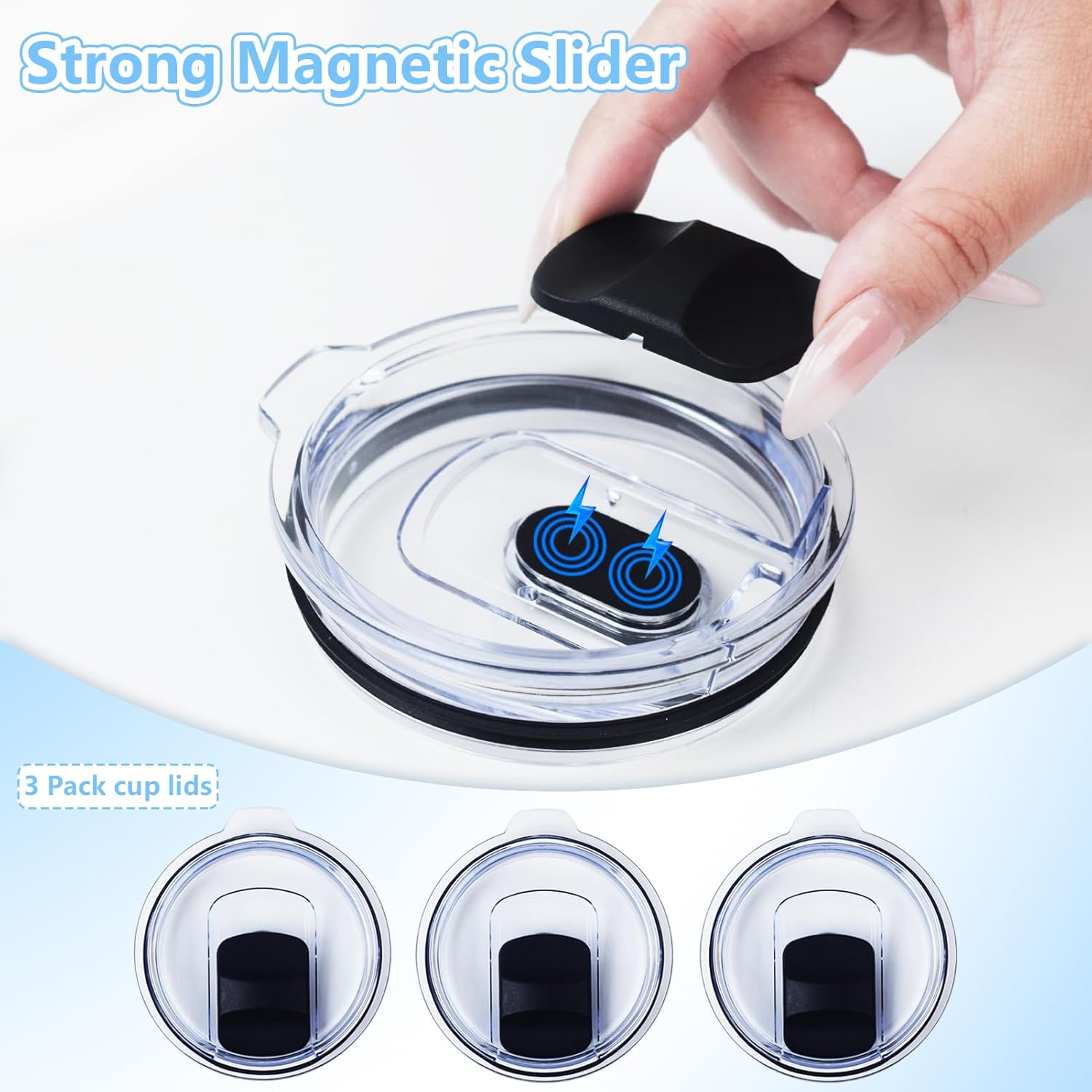 YETI Magnetic Slider Replacement Lids - 3 Pack for 30/32 oz Tumblers & 14 oz Mugs | BPA Free, Spill-Proof