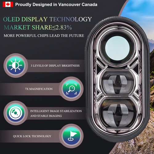 Fetch Falcon OLED Golf Rangefinder(High Precision, Slope Mode with Scan) Pole Flag Locking Vibration (Up to OLED 2500 YD Golf Laser Rangefinder Powerful Magnet Black)