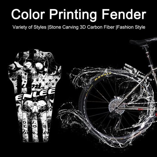 ENLEE 1PC Mountain Bike Fender - Lightweight Flexible MTB Mud Guard, Waterproof Fashionable Bicycle Mudguards, Universal Front and Rear 26", 27.5", 29" Plus Size and Fat Bike Wheel Sizes, Skull