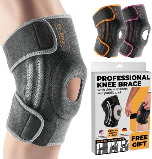 Dr. Brace Elite Knee Brace - Maximum Pain Support with Side Stabilizers & Gel Pads | Small Moon Color
