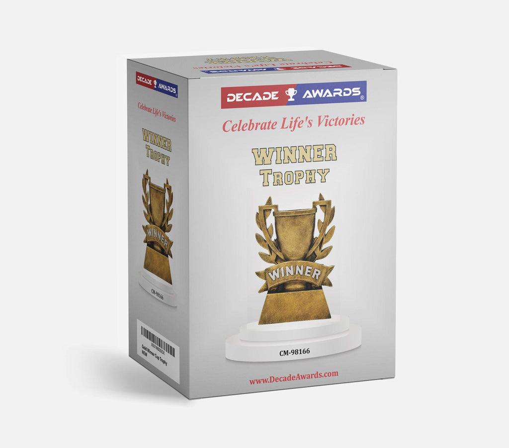 Decade Awards Winner Cup Trophy - 6 Inch Tall | Champion Golden Laurel Wreath Award | Celebrate Triumphs of Sports, Business and Academic Achievers - Engraved Plate on Request