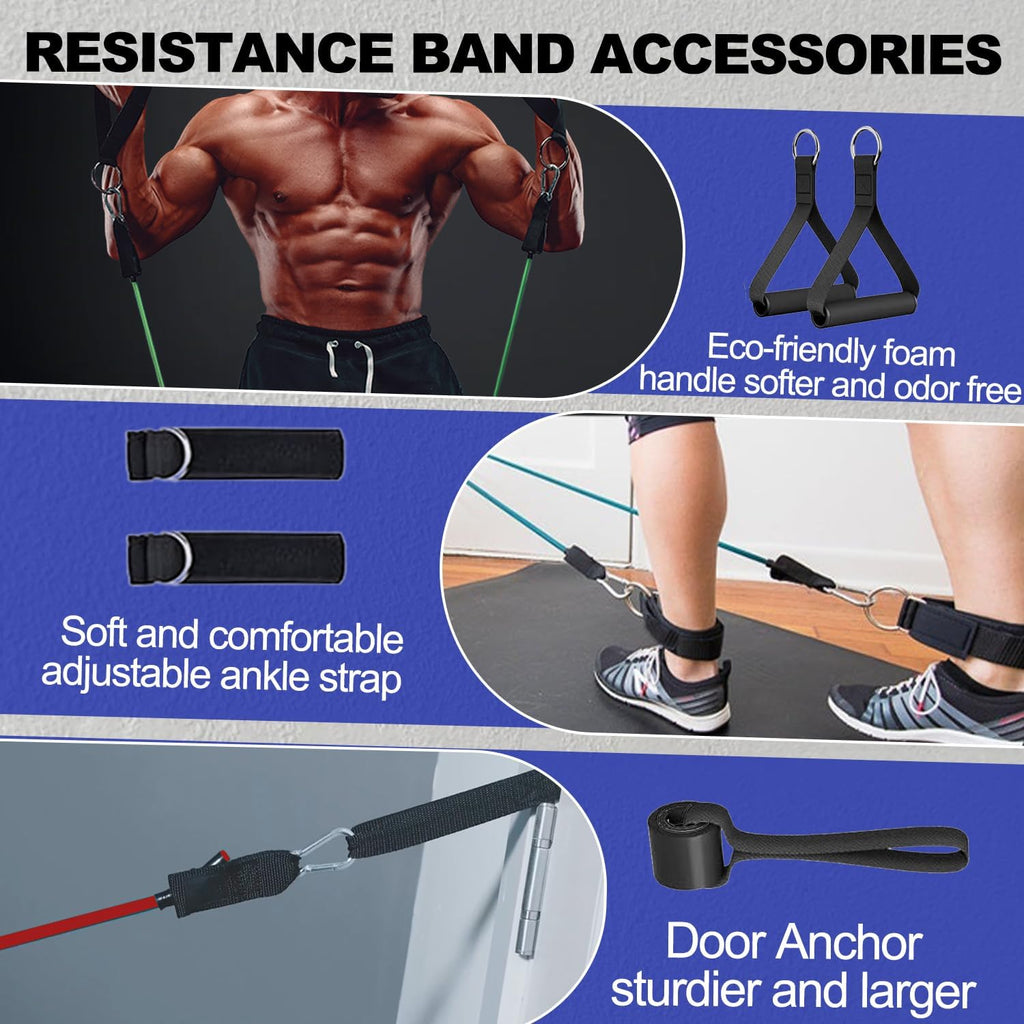 Skiennix Resistance Bands - Versatile Workout Bands with Handles & Door Anchor | Strength Training for Men & Women