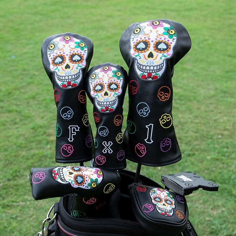 Montela Golf Skeleton Putter Headcover - Black Mallet Driver Cover, Magnetic Closure