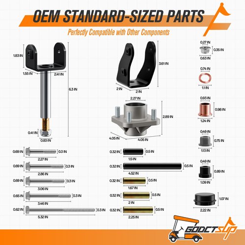 GODCTSUP Golf Cart Deluxe Front End Repair Kit for Club Car Precedent 2004-Up Gas&Electric, Club Car Precedent Rebuild Kit with Front Wheel Hub Bearing King Pin Bushings Full Sets