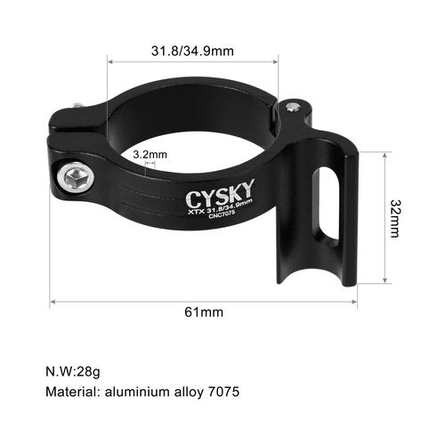 CYSKY Bike Front Derailleur Clamp 31.8mm 34.9mm, Adjustable Braze On Front Derailleur Adapter Compatible with Shimano Sram for MTB Mountain Bike Road Bicycle (Black)