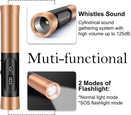 MOOSEC Electronic Whistle - Rechargeable Handheld Whistle with LED Flashlight | 3 Adjustable Tones, 0-125dB Volume