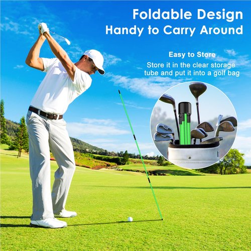 Rhino Valley Golf Alignment Sticks 3 Pack, 48'' Collapsible Alignment Sticks for Aiming, Putting, Full Swing Trainer, Golf Alignment Rods with Clear Tube Case, Portable Golf Training Equipment