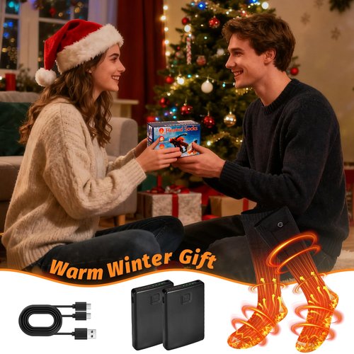 2 Pack Heated Socks for Men Women, APP Control Rechargeable Electric Heated Socks for Up to 10 Hours Electric Socks with 4 Heat Settings Foot Warmers for Winter,Skiing,Hunting,Hiking,Outdoor Work