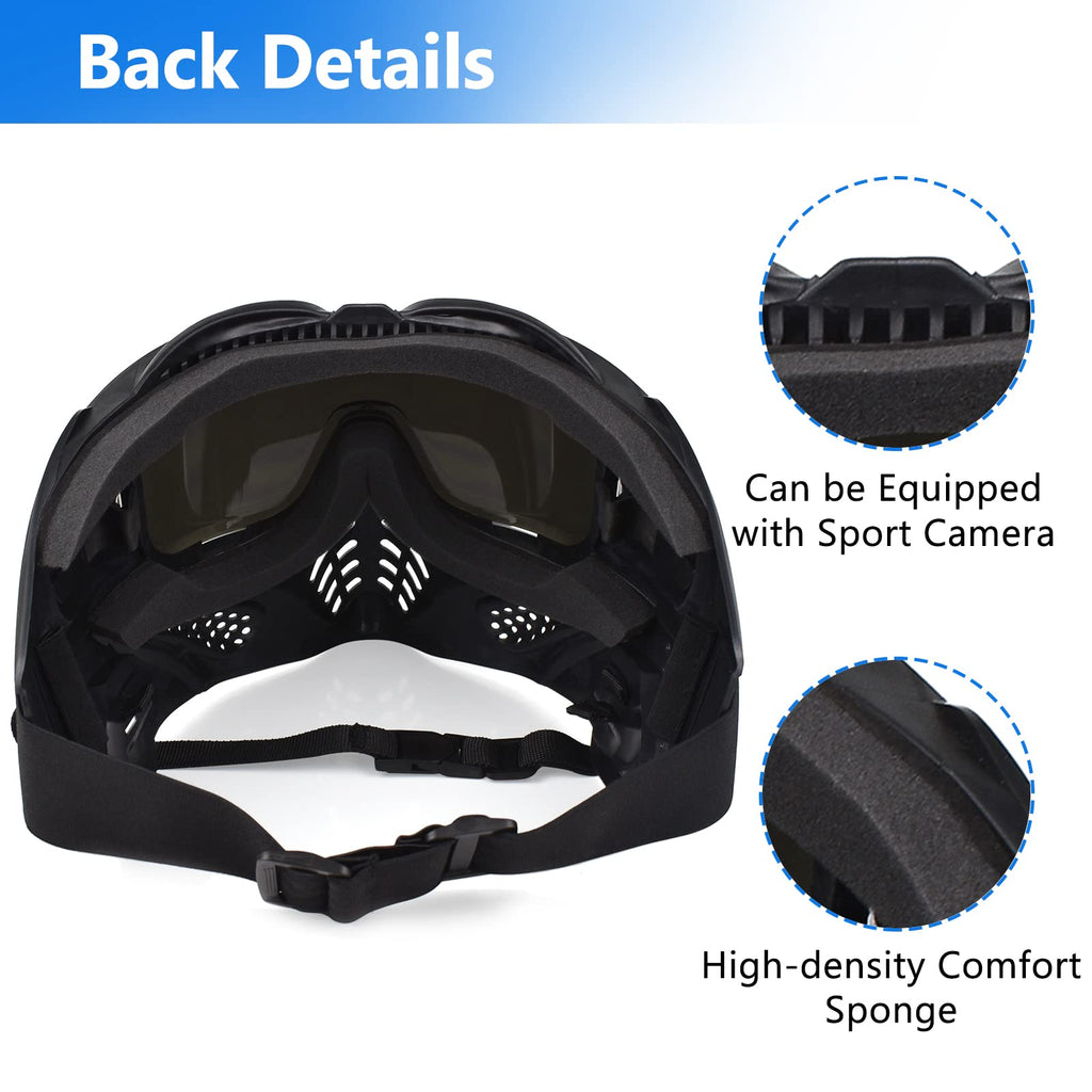 Paintball Mask Anti Fog, Airsoft Mask Full Face Adjustable Protection Gear, Tactical Mask for Men Motorcycle Riding Skiing Face Protection