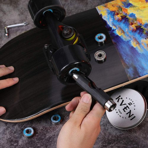 KVENI Ceramic Skateboard Bearings, Premium 608rs Ball Bearing - Pro Longboard Bearings for Quad Skate, Inline Roller Blades, Scooters, Spinners,ABEC, 8 Pack (Blue_1)