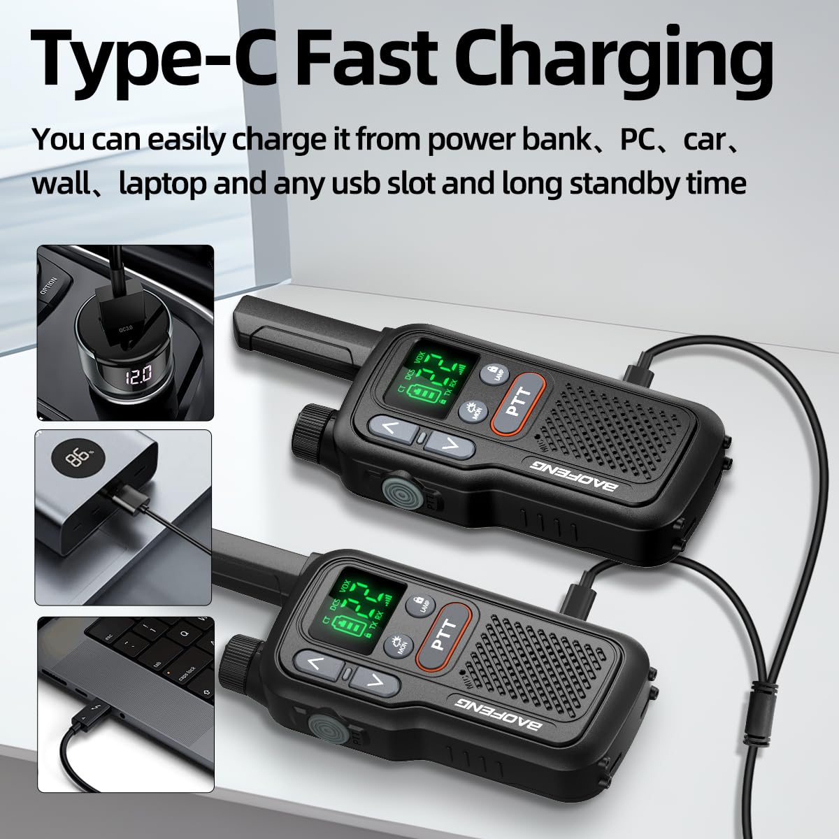 Walkie Talkies Long Range for Adults,Rechargeable FRS Walkie Talkies with Earpiece 2 Way Radio NOAA Walky Talky with Flashlight VOX 1500mAh Battery USB-C Charger for Camping Hunting Cruise Ship,2Pack