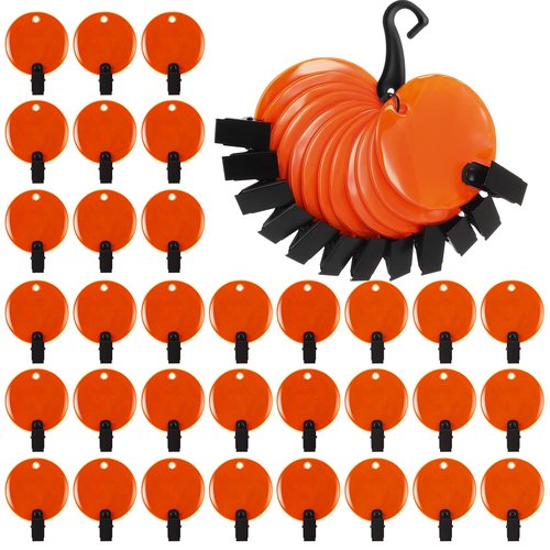 Konohan 48 Pcs 24 or 48 Pcs Trail Markers with Clips Round Reflective Tacks for Hunting Reflective Tree Tacks Trail Marking Ribbon with Clips Orange High Visibility Tree Markers for Outdoor Hiking