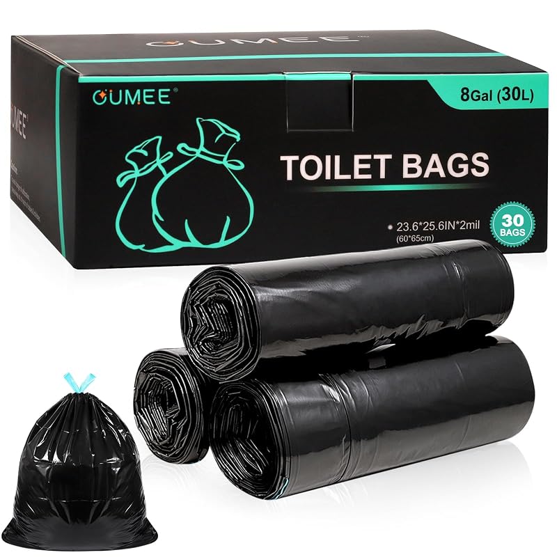 8 Gal Camping Toilet Bags – 30 Count, Unscented, Portable Waste Bags (Variation: Unscented-30 Bags Only)