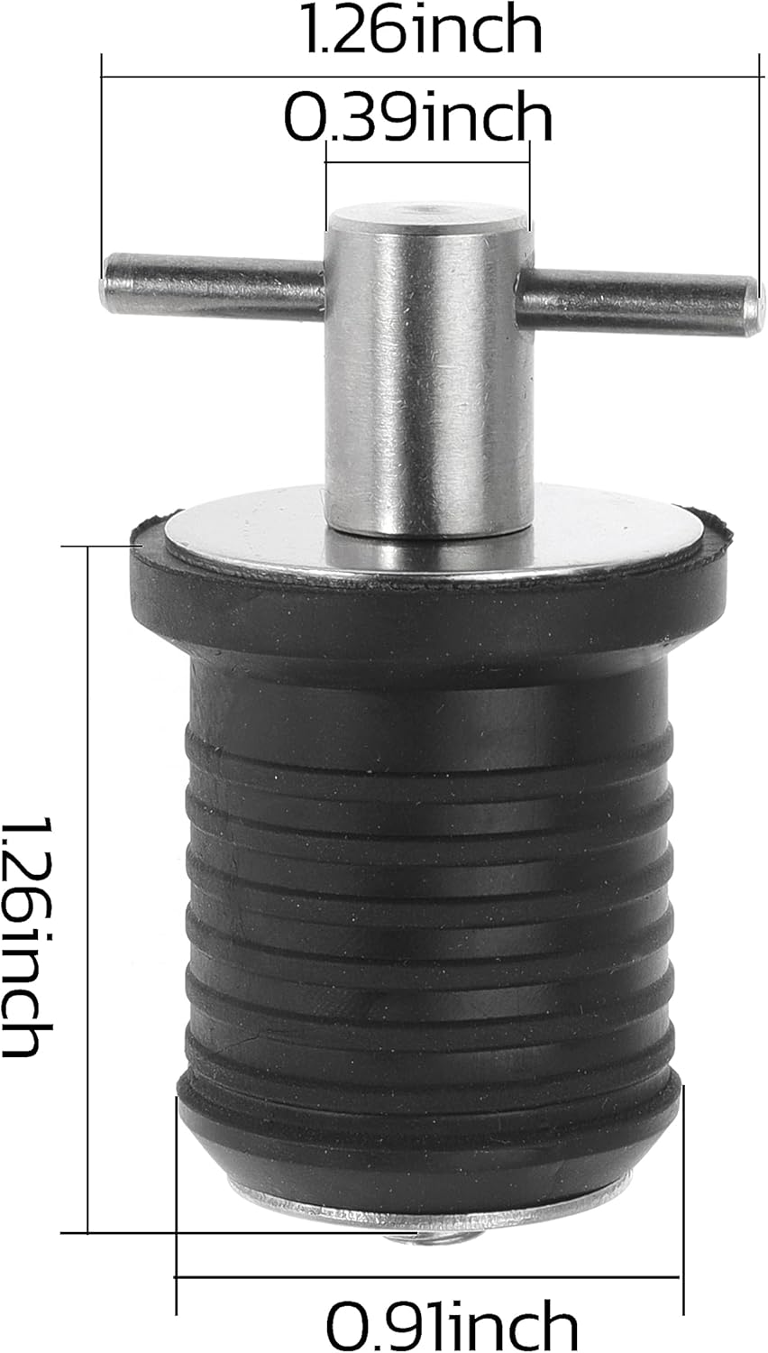 4-Pc Boat Plug Set - T Handle Drain Plugs with Durable Brass & Stainless Steel Handles | 1 Inch