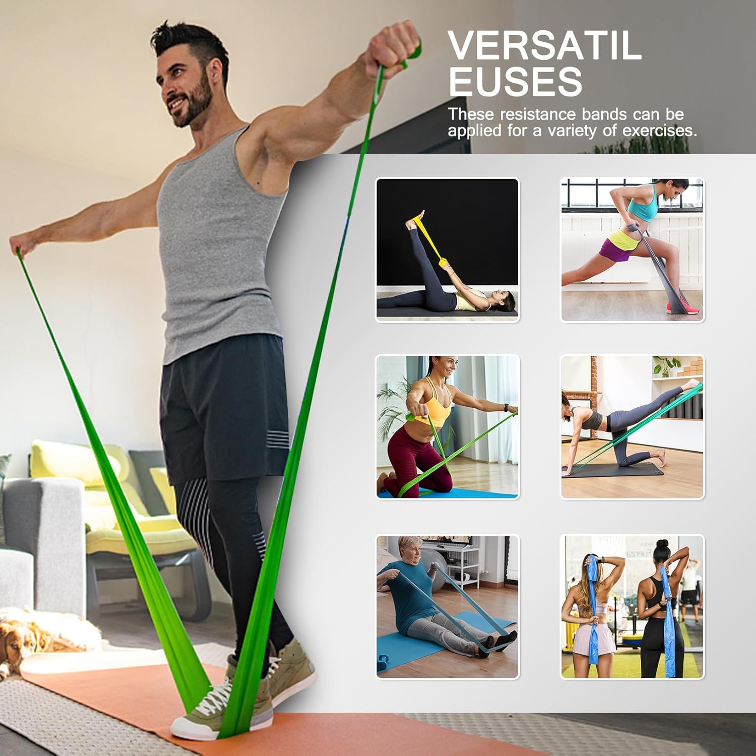 Skiennix Professional Resistance Bands - Latex-Free Elastic Workout Bands Set for Men & Women | Ideal for Yoga & Pilates