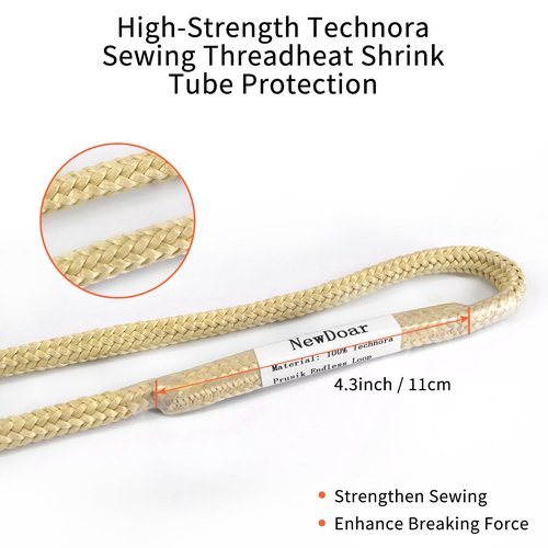 NewDoar 100% Kevlar Braided Friction Hitch,5620 MBS,Prusik Arborist Rope, Abrasion/Flame Resistant, High Strength Rescue Rigging Hammocks(1pcs)