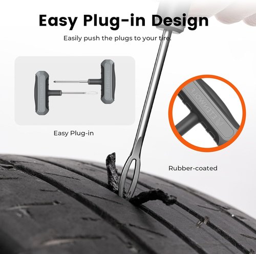 ETENWOLF Heavy Duty Tire Repair Kit - 16 Pcs Flat Tire Plug Set for Car, Motorcycle, ATV, Truck | Grey
