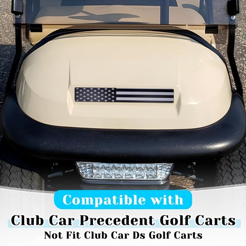 Black and Grey American Flag Fits Club Car Precedent Golf Cart Front Name Plate. Fits Club Car Precedent Carts Dressed