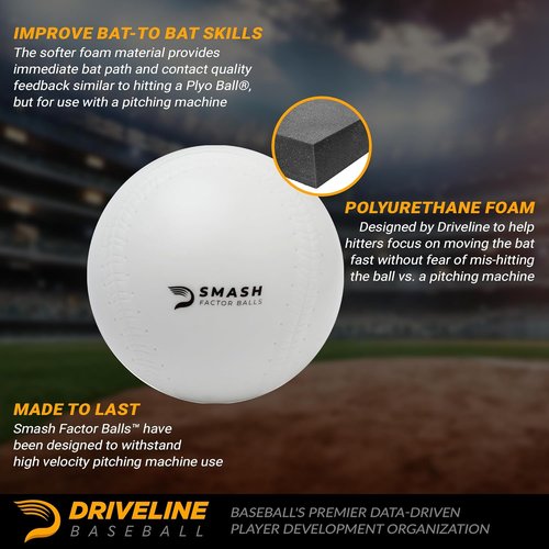 Driveline Baseball Smash Factor Foam Balls - High Density Hitting Practice | 4 oz, 12 Pack
