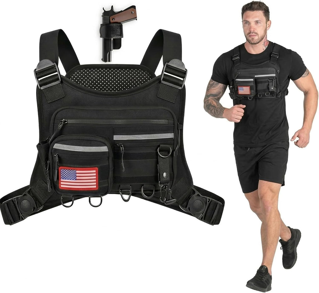 Skiennix Tactical Chest Pack - Concealed Carry Running Bag with Gun Holster & RFID Blocking | Unisex Design