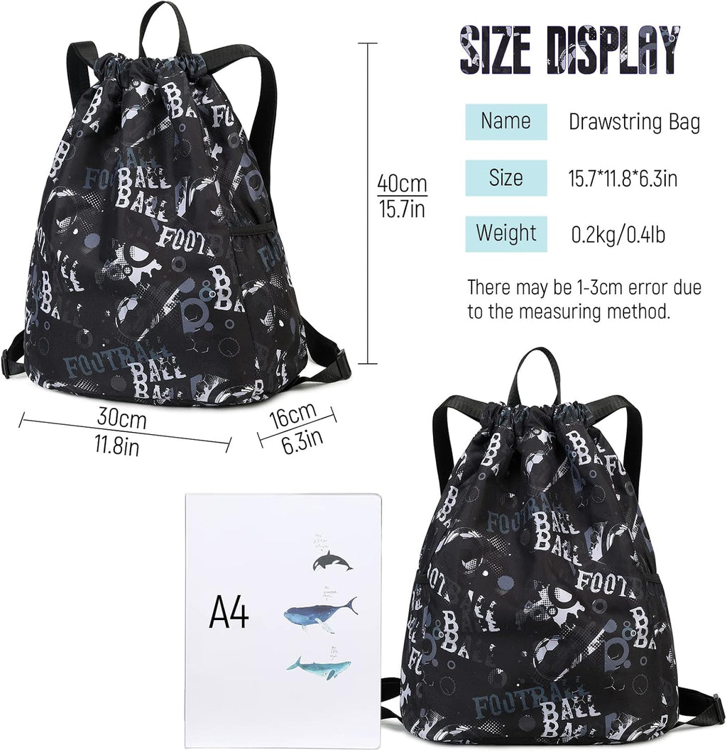 Skiennix Drawstring Backpack - Versatile Gym & Sports Bag for Men & Women | Black, Ideal for Soccer & Beach Gear