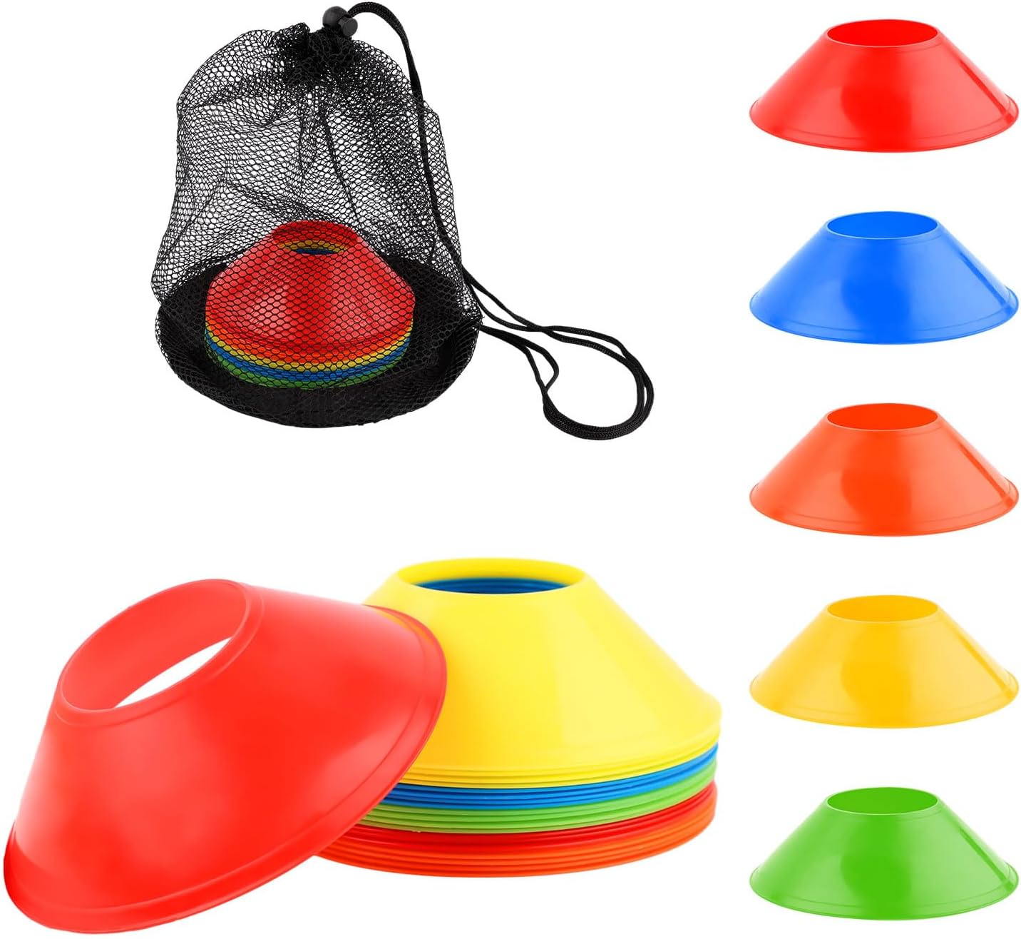 Skiennix 25pcs Soccer Cones - Premium Flexible Agility Training Cones with Mesh Bag for Sports Drills