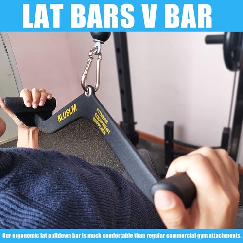 BLUSLM LAT Pull Down Bar - Versatile Cable Machine Attachment for Back & Tricep Training