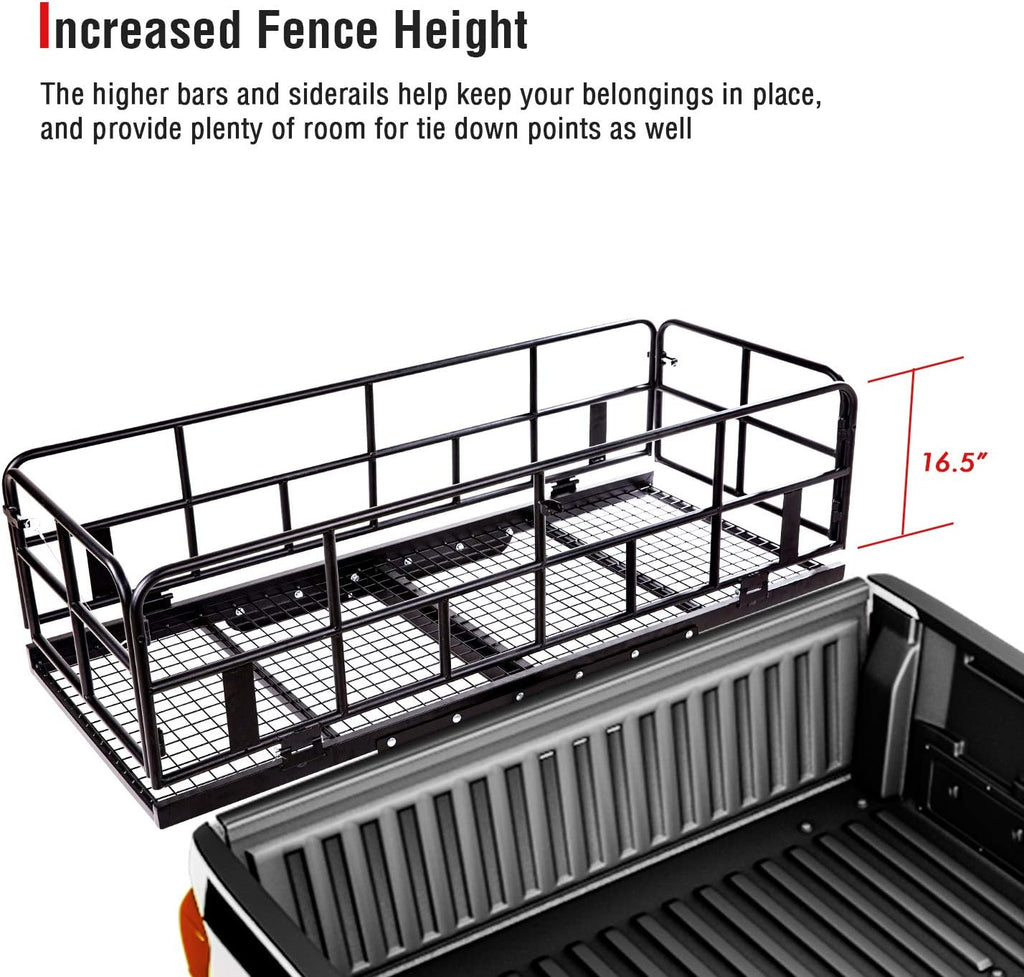 Steel Cargo Carrier Rack by Hitch Mount Basket | Foldable Design for 2-Inch Trailer Hitches