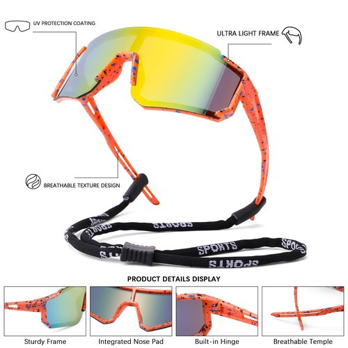 DYSAKER Youth Baseball Sunglasses for Boys Girls Age 4-12, Softball Cycling Sunglasses for Kids with Strap UV Sports Goggles