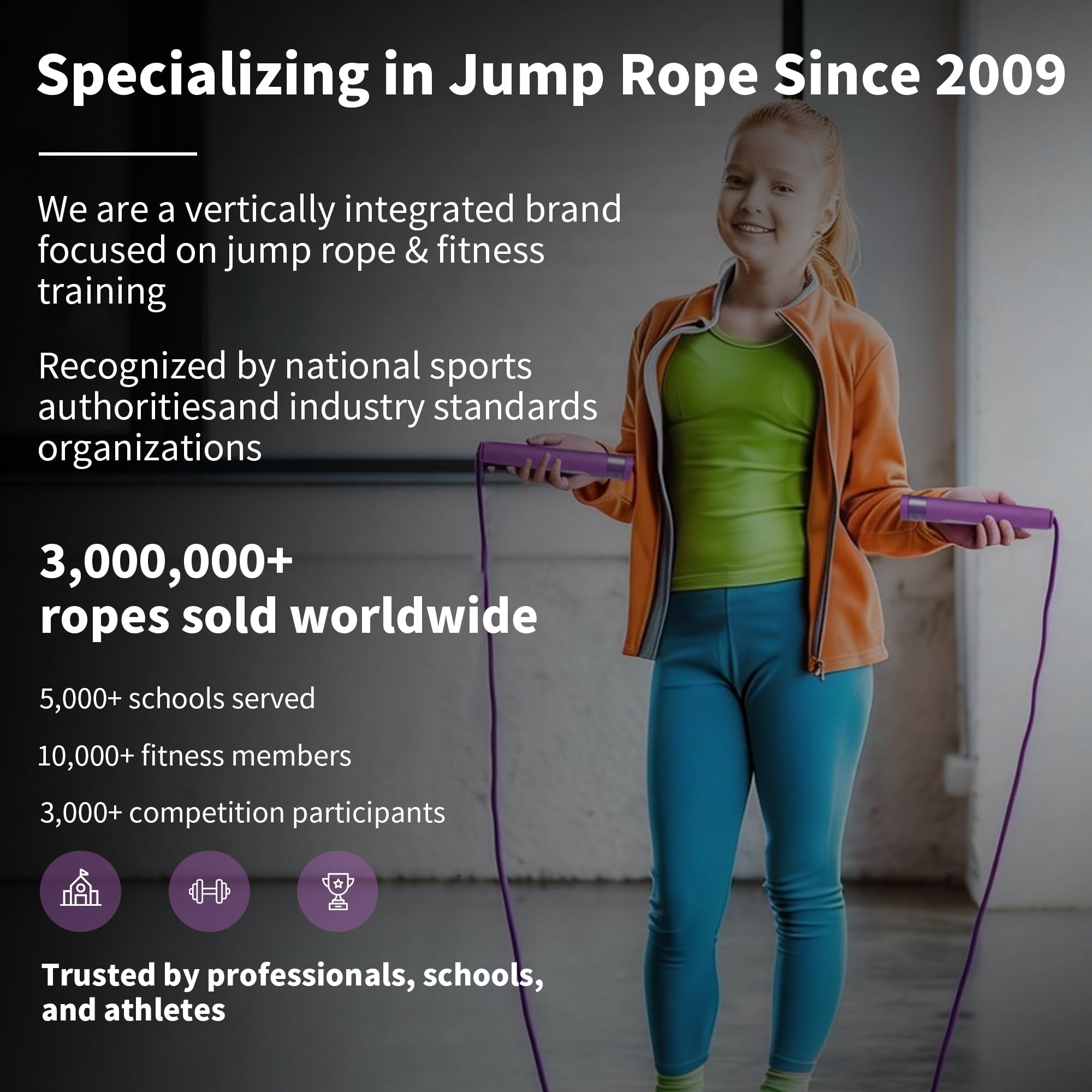 YUEDONG Jump Rope, Adjustable Tangle-Free Jump Rope with Dual Bearings, Easy-to-Learn Two-Section Rope Design, Anti-Slip Handles, Name Tag & Carry Bag for Boys, Girls and Beginners