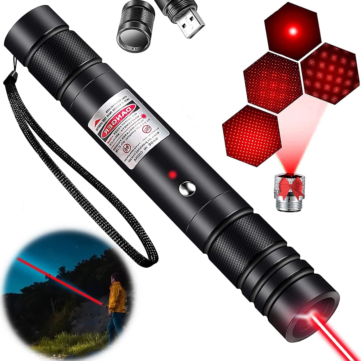 Skiennix Laser Pointer - High Power Red Indicator Light for Long Range Hiking | USB Rechargeable