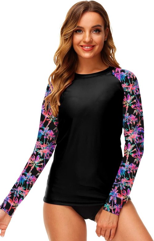 Deerose UPF 50+ Women’s Rash Guard | Stylish Printed Swim Shirt for Surfing & Swimming