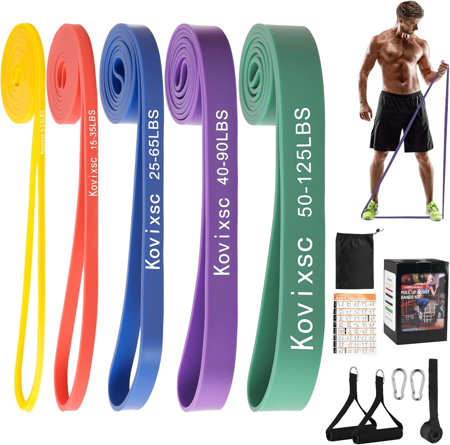Skiennix Resistance Bands - Versatile Workout & Pull-Up Assistance Bands for Men & Women | Includes Door Anchor & Handle