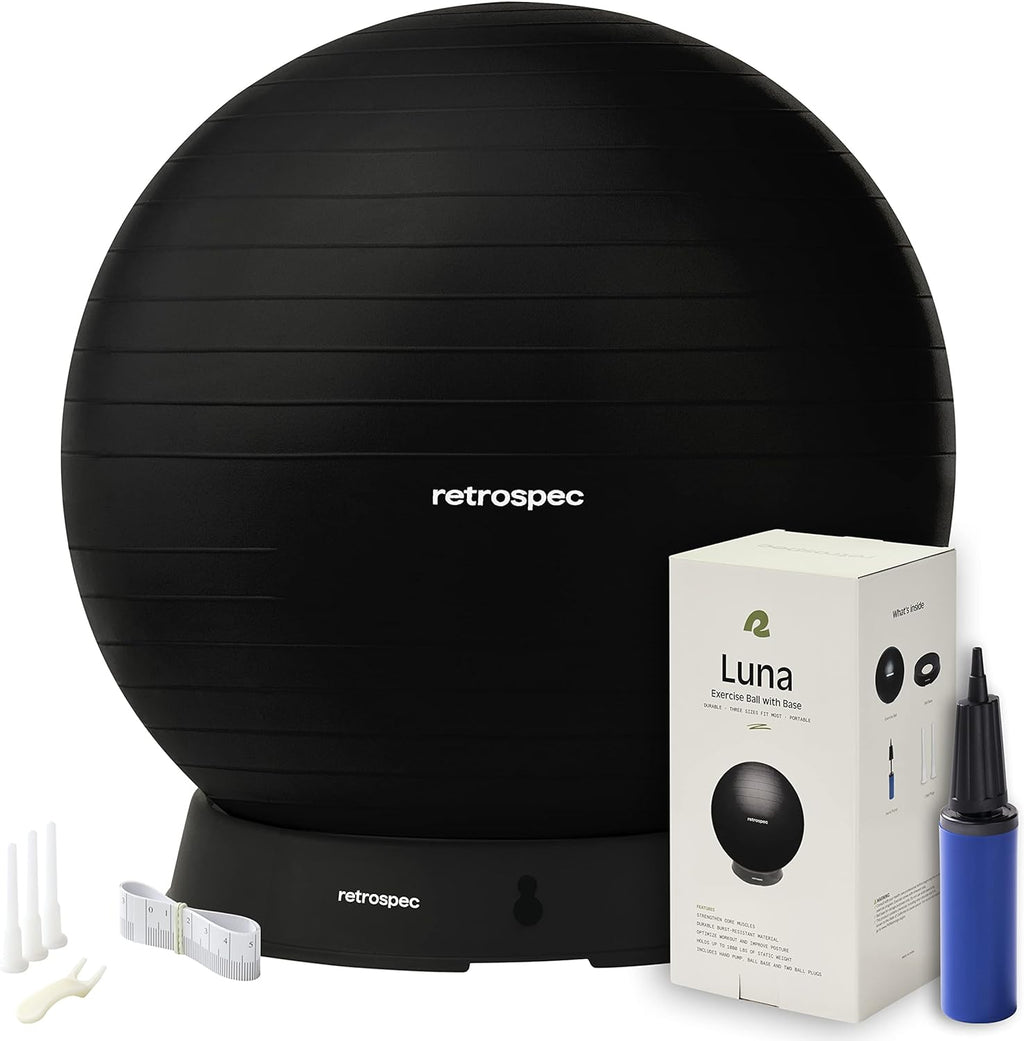 Retrospec Luna Exercise Ball - Anti-Burst Fitness Equipment for Yoga & Core Training | Home Gym & Office Use