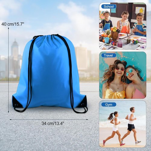 KUUQA Drawstring Backpack Bags - 15 Pcs Bulk Cinch Sacks for Gym, Yoga & Outdoor Travel