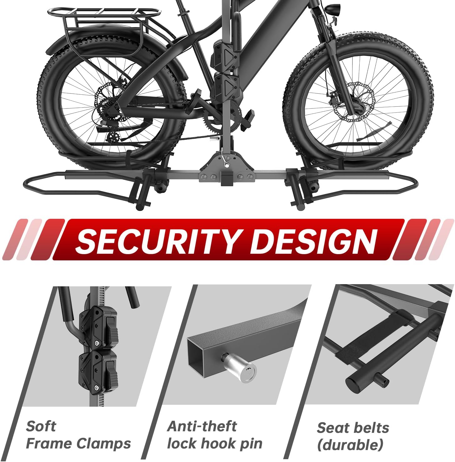 **160Lbs Heavy Duty Bike Rack Hitch by [Brand Name] - Foldable E-Bike Carrier for SUVs | Anti-Rattle Lock, Fits 2'' Receiver**