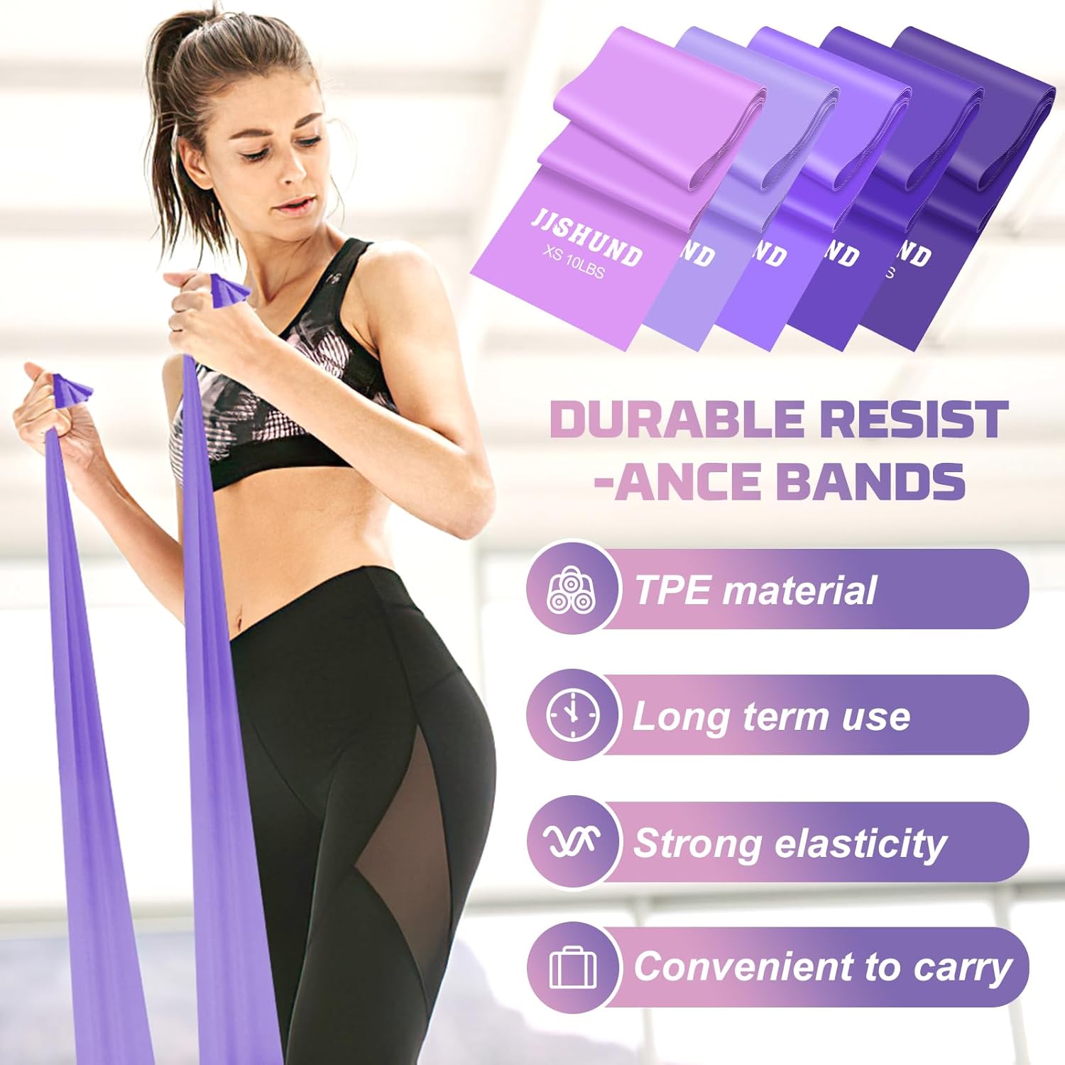 Skiennix Resistance Bands - Professional Elastic Stretch Bands for Fitness | 5 Pcs Set for Yoga & Strength Training