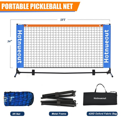 5FT Mini Pickleball Net, Portable Game Pickleball Practice Net for Driveway, Outdoor Indoor Home Small Pickle Ball Equipment Dink Training Aid